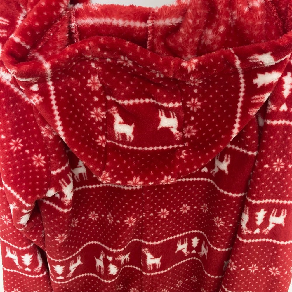 Holiday PJs Jumpsuit Onesie Pajamas with Hood in Kids 6/7 - Picture 4 of 5